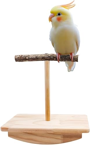 Bird Perch Rocking Toy, Natural Wood Parrot Tumbler Toy, Bird Perch Stand & Chewing Toys, Parakeet Paw Grinding Stick, Cage Accessories for Small Birds Parakeets Cockatiels Budgies Finches Love Birds
