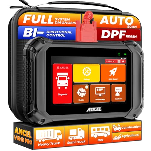 ANCEL V5 HD PRO Heavy Duty Truck Scanner, New Bi-Directional Control Diesel Scanner, Full System Diagnostic Scan Tool with 40+ Resets, ABS SRS D-P-F Regen for Semi Trucks Commercial Vehicles