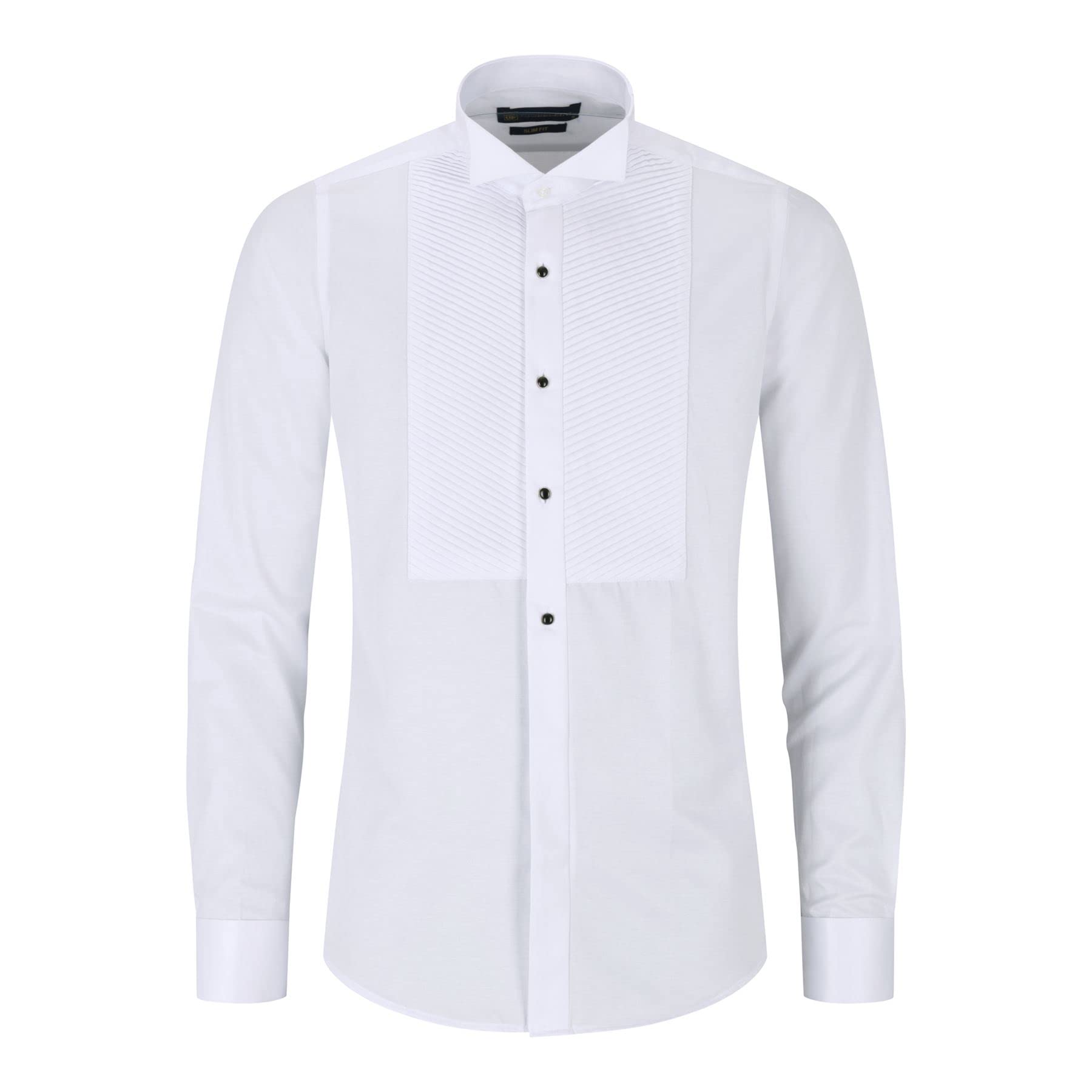 TruClothing.com Weißes Hemd für Herren mit Flügelkragen Smoking Doppelmanschette Satin Baumwolle