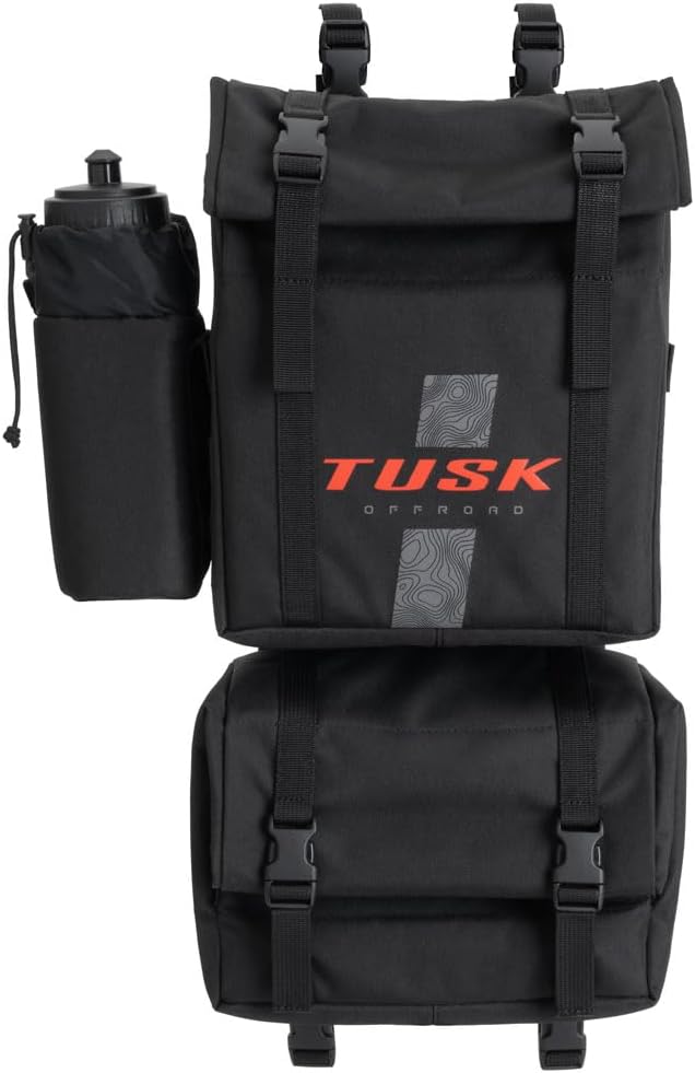 TUSK Trail Runner ATV Fender Bag Black Zipperless Quick Access Detachable 10-Liter Cargo Bags Compatible with ATVs With Front Racks