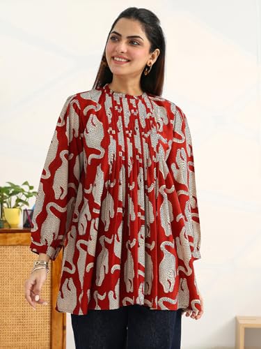 Image of Printed Cotton Blend Straight Kurti for Women