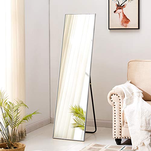 Rose Home Fashion Aluminum Alloy Thickened Frame-59 x16, Full Length Mirror, Floor Mirror, Standing Mirror, Full Body Mirror, Large Mirror, Floor Length Mirror, Wall Mirror, Silver Aluminum Frame