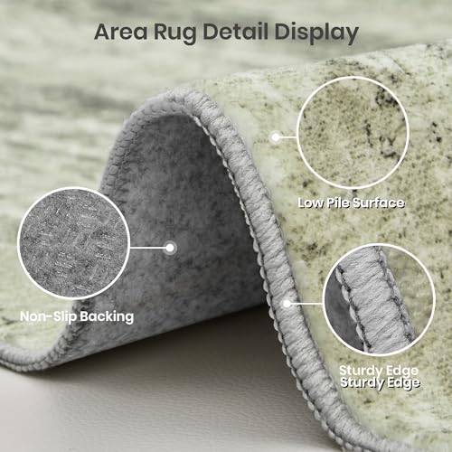 Image of Valenrug Washable Rug 8x10 - Stain Resistant 8x10 Area Rugs for Living Room, Non Slip Backing Printed Rugs for Bedroom, Folable Machine Washable Area Rug(Green,8'x10')
