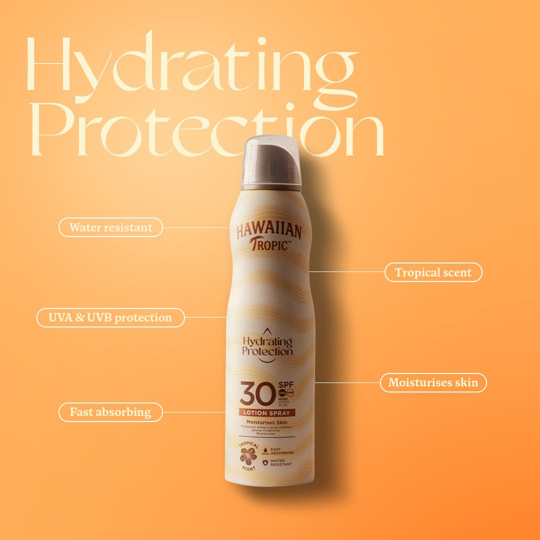 HAWAIIAN Tropic Pack Hydrating Protection SPF 50 - Crema Solar Protectora con Cintas de Seda Hidratantes + Spray Bruma Air Soft + Loción Air Soft Face (Paquete de 3)