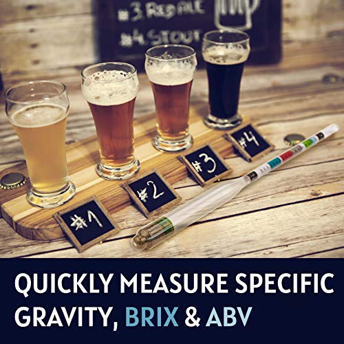 Chefast Hydrometer And Test Jar For Wine, Beer, Mead And Kombucha - Combo Kit Of Triple-Scale Hydrometer, 250Ml Plastic Cylinder, Cleaning Brush, Cloth And Storage Bag #TOP6