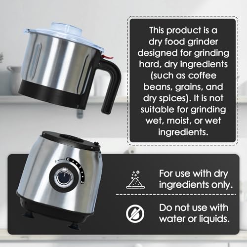 Spice and Nut Grinder, Electric Spice Grinders with 3 Stainless Steel Blades, 1 Filter and 1 Brush,500W Grinde r for Kitchen (Black) by FAOFER - Image 7