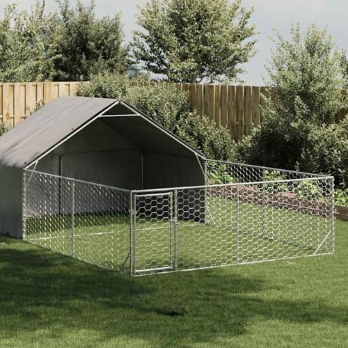 Rantry Outdoor-Hundezwinger mit Auslauf 6x3x1,9 m Verzinkter Stahl Zwinger Model3329242