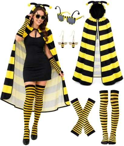 Halloween Bee Costume Women Yellow Bee Costume for Adults Sunglas...