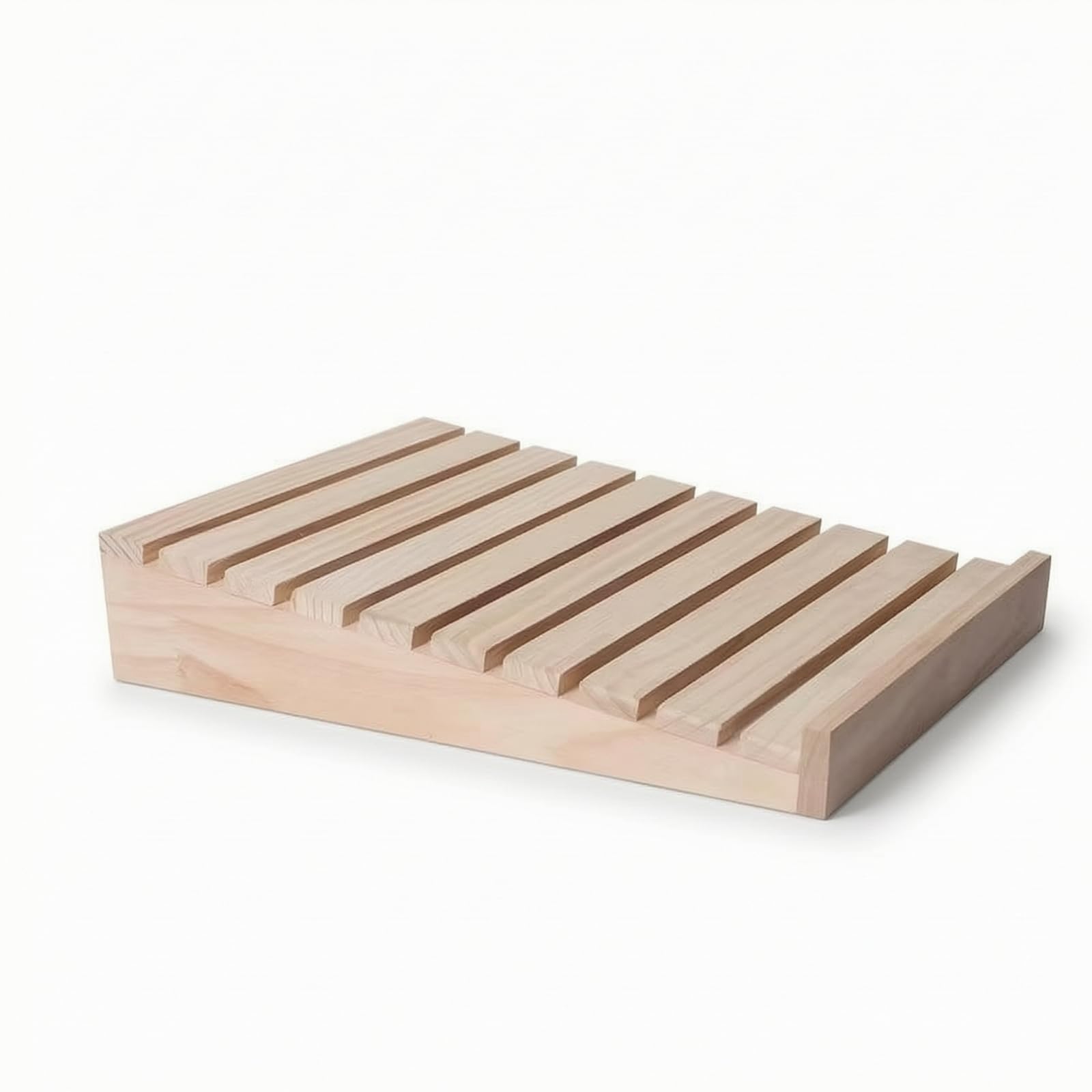 Vassoio in Legno con Doghe Naturale Espositore Semplice Alzatina per Pasticceri, Pasticceria, 55x35x9cm