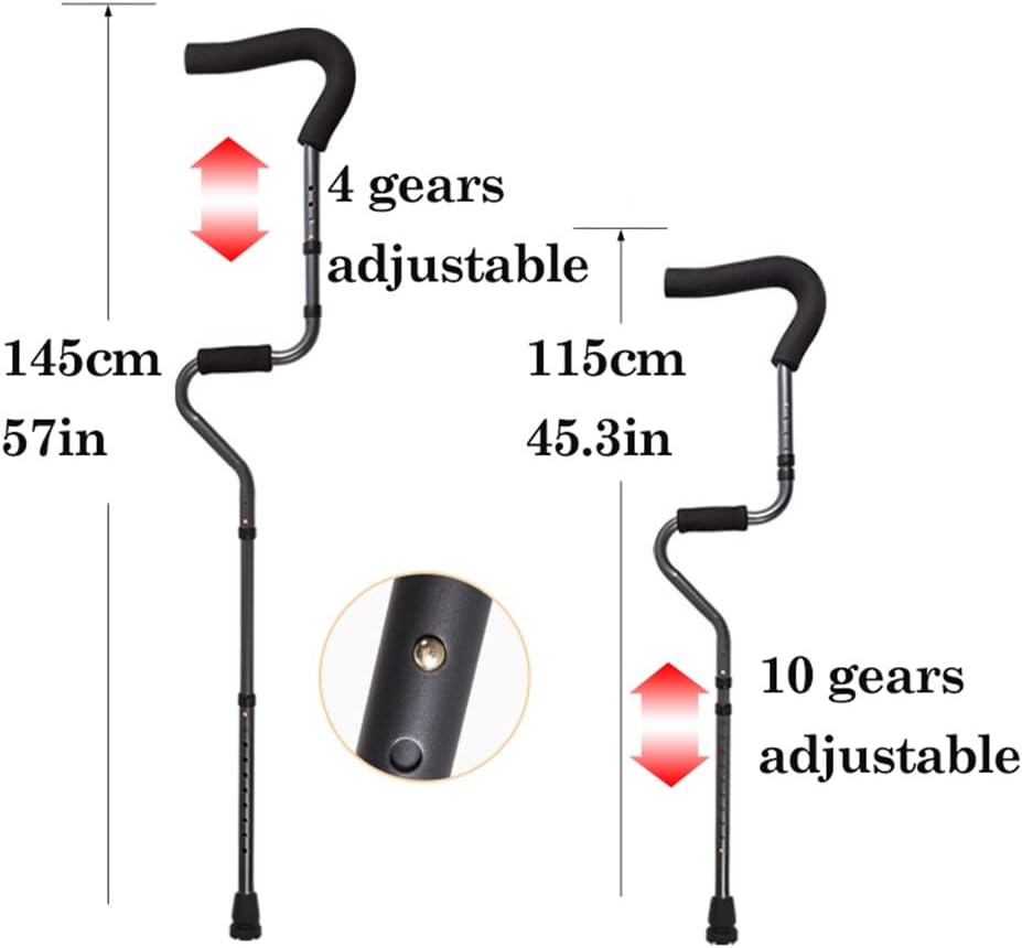 1 Pair of Underarm Crutches with Soft Axillary Pads and Ergonomic Handles, Folding Orthopedic Crutches, Adjustable Walking Aid for Adults, Load 286Lbs
