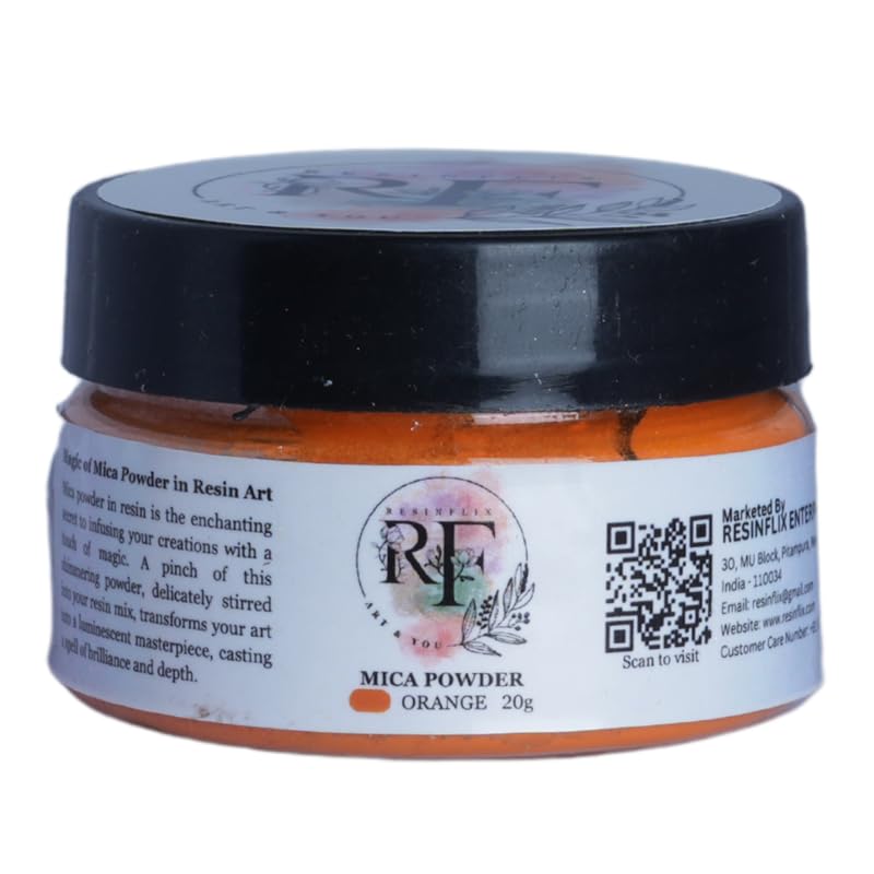RESINFLIX Non-Toxic Pearl/Mica Pigment Powders for Epoxy Resin, Make Up, Soap, Painting, Art and Craft Projects Orange - 20 Grams Mica Powder-image-38