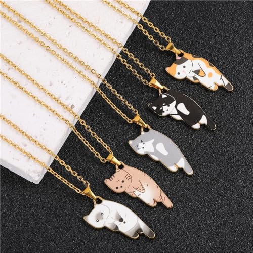 Collier Chat Noir Argent Sterling 925 femme breloque émail