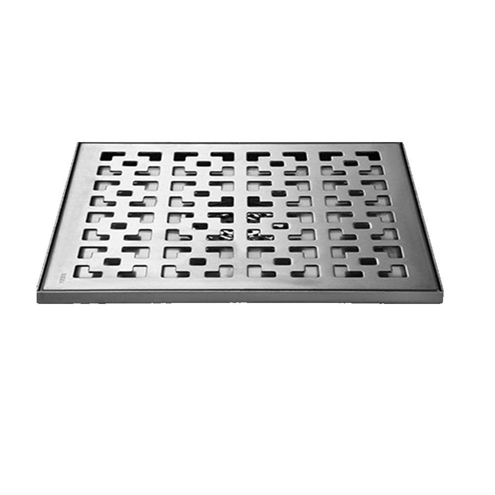 KLGFBDC Square Shower Drain with Removable Cover, Stainless Steel Anti Odor Floor Drain, Multi Purpose Drainage System with Hair Strainer for Bathroom & Public Spaces