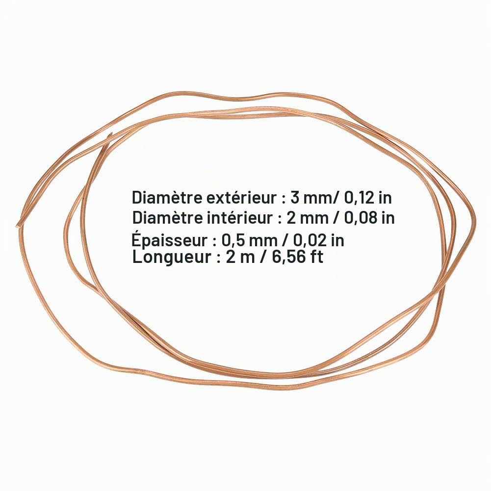 MAGT Tube Cuivre 2 m, Tuyau En Cuivre Souple Ronds 2 mm Diamètre Extérieur x 3 mm Diamètre Intérieur Pour Générateur Plomberie De Réfrigération