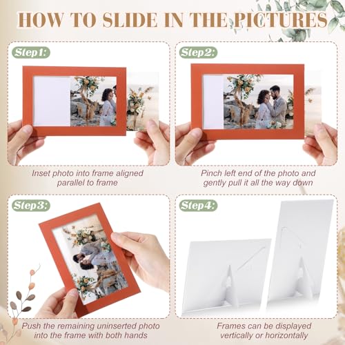Image of AmazingSpark 50 Pack Boho Picture Frames for 4x6 Photos, Paper Photo Frame Bulk in 5 Earth Tone Designs, Rustic Bohemian Cardboard Picture Holders for Table Display, Gallery Wall, Party Favors Decor