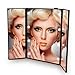 FLYMEI Tri-Fold Makeup Mirror, LED Compact Mirror with Adjustable Stand, Portable Mirror Pocket Vanity Mirrors, Compact Cosmetic Mirror with Lights
