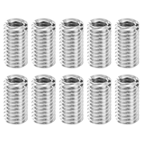 sourcing map Thread Adapter Sleeve Reducing Nut, 10 Pcs M8x1.25 Male to M6x1 Female Stainless Steel Nut Screw Reducer Conversion Fastener, Threaded Insert Repair Sleeve Reducer Nut, Silver