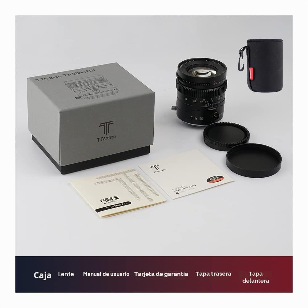 TTartisan 50mm F1.4 Lente Tilt, Compatible con cámaras Sony E-Mount sin Espejo de Marco Completo Alpha a7 a7II a7III a7R a7RII a7RIII a7RIV a7S a7SII a9 a7C