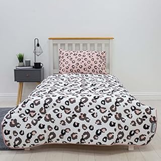 Rest Easy Single Coverless Duvet Bedding | Care Free Reversible Coverless Quilt & Pillowcase | Washable Duvet | Perfect For Travelling & Sleepovers, 10.5 Tog Leopard Design