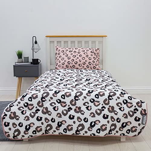 Rest Easy Bettwäsche, für Einzelbett, ohne Bezug, wendbar, ohne Kissenbezug, waschbar, perfekt für Reisen und Übernachtungen, 10,5 Tog, Leopardenmuster Cover