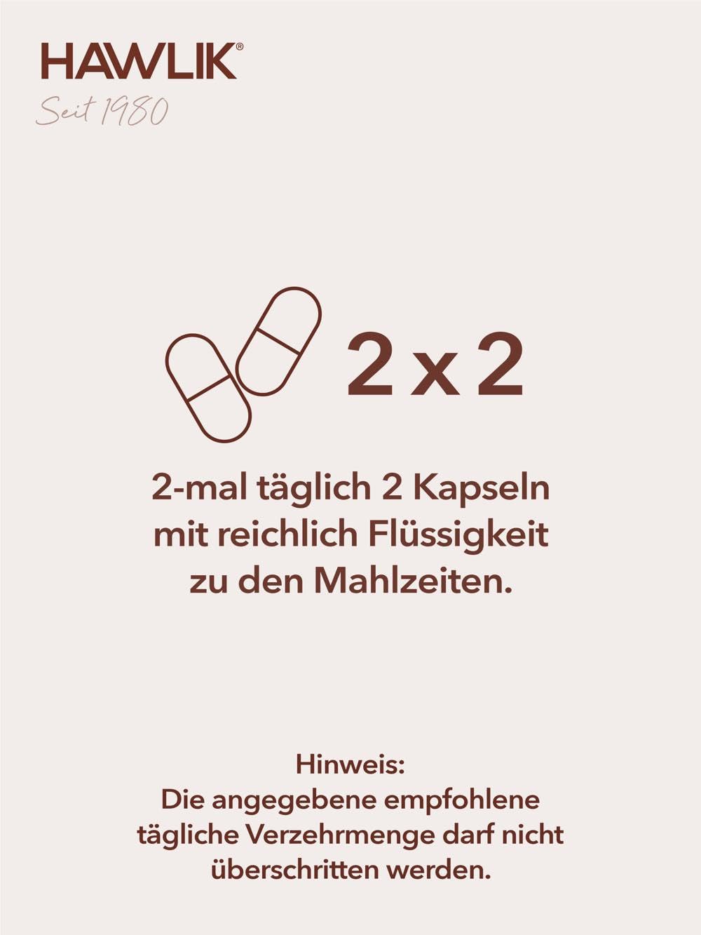 HAWLIK 40-Plus Bio Vitalpilzmischung 240 Kapseln, Mit Vitamin C, Kombination aus Reishi, Cordyceps Sinensis, Shiitake, Agaricus, Natürlicher Anbau, Vegan