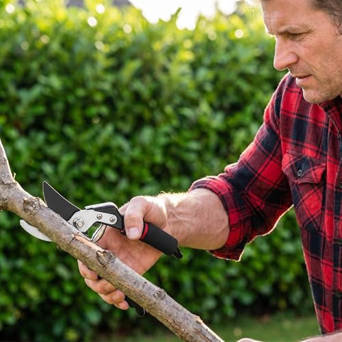 Image of 8 inch SK5 Steel Bypass Pruning Shears for gardening, Garden Clippers with 2-Stage Lock, Adjustable Cutting & Anti-Rust Blade, Ergonomic Garden Shears for Trimming Trees, Bushes & Flowers