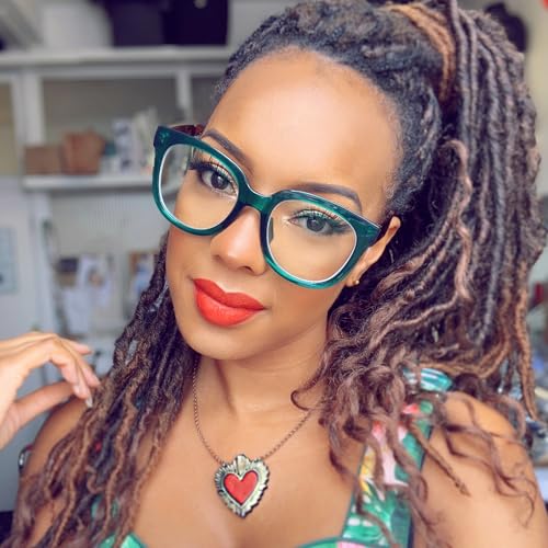 Image of Zeelool Unisex Retro Oversized Square Glasses with Non-prescription Clear Lens Harrell ZOP049594-01 Dark-Green