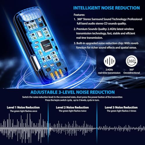 GRENARO J11 Wireless Mic with Charging Case, Lavalier Microphone Compatible for Type-C & iPhone, Noise Reduction Lapel Mic for Video Recording, YouTube, Facebook, Live Stream, No Micro USB Port - Image 4