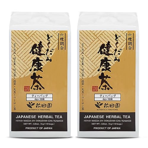 MAEDA-EN Dokudami-cha: Heartleaf Tea, Japanese Traditional Detox Herbal Tea 36 tea bags 07401 2pk