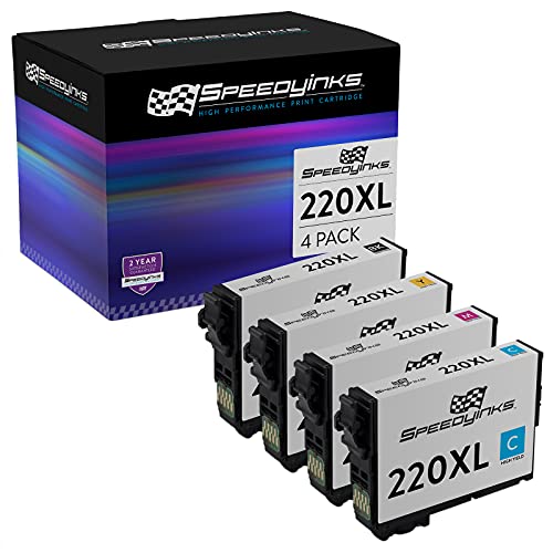 Speedyinks Remanufactured Replacement For Epson 220Xl Ink Cartridges 220 Xl High Yield (1 Black 1 Cyan 1 Magenta 1 Yellow 4-Pack) For Epson Workforce Wf2760 Wf2630 Wf2650 Wf2660 Xp420 Xp320 Wf2750 #TOP5
