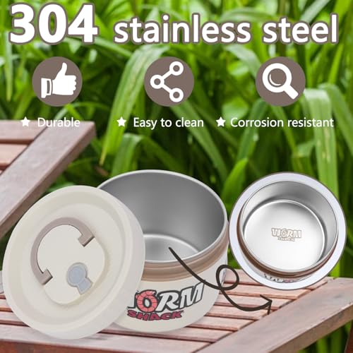 2Pcs Live Bait Storage,Fishing Bait Container, Stainless Steel Worm Storage Box, Nightcrawler Box, Bait Tank, Compact and Durable,Small and Portable, Keeps Bait Fresh and Alive (White) - Thumbnail 5
