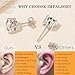 Impalsory Moissanite Stud Earrings, 2ct 6.5mm DF Color Brilliant Round Cut Lab Created Moissanite Earrings 18K White Gold Plated Silver Friction Back for Women Men