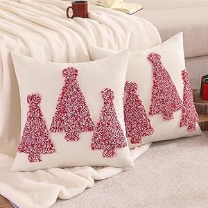 Tosleo Christmas Pillow Covers 18 x 18 inch Set of 2 Red Christmas Tree Throw Pillow Cover Christmas Party Decors Winter Holiday Soft Cushion Case for Sofa Couch Bed Living Room Tosleo Christmas Pillow Covers 18 x 18 inch Set of 2 Red Christmas Tree Throw Pillow Cover Christmas Party Decors Winter Holiday Soft Cushion Case for Sofa Couch Bed Living Room