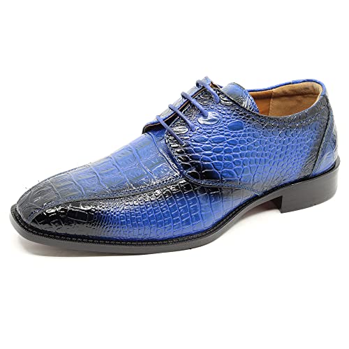 Image of Men's Alligator Crocodile Print Oxford Fashion Lace Up Dress Shoe croco-03