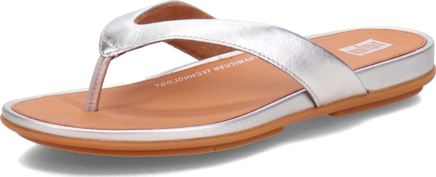 Fitflop Women's Gracie Leather Flip-Flops, Silver, 6