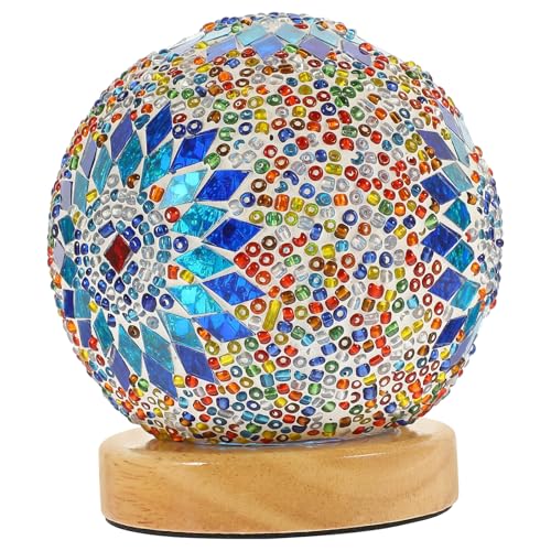 WATIIFUFU Lámpara de Mesa Bohemia de Vidrio Luz de Noche Romántica y Artística para Dormitorio y Sala Decoración Barroca para Mesita de Noche