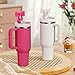2Pcs Bow Straw Covers Compatible with Stanley Cups, White and Hot Pink Straw Toppers for Stanley Cups Accessories, Cute Silicone Straw Cover Cap for Stanley 30&40 Oz Tumbler