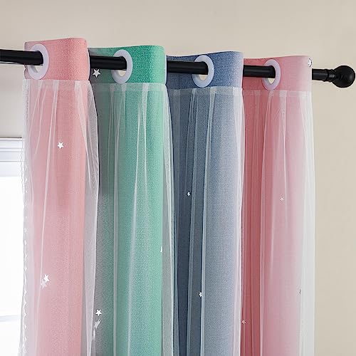 Image of XiDi Curtains for Bedroom Decor, Rainbow Pinkgreen grey52 /45