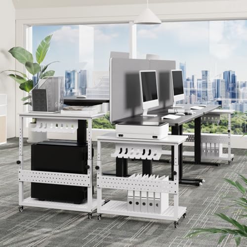 Soporte para Torre de Computadora Ajustable con Ruedas y Gestión de Cables, Blanco miniatura 6