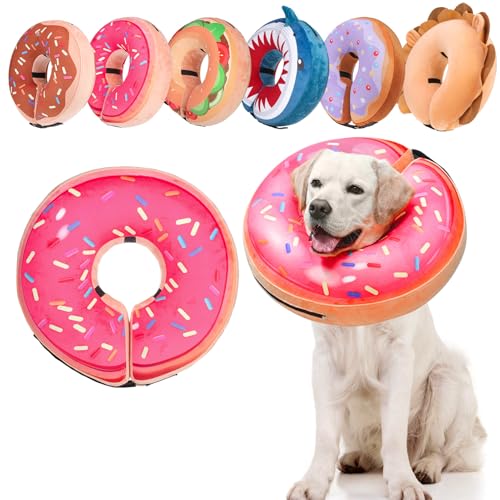 Image of BEAUTYZOO Dog Cone Alternative After Surgery for Large Medium Small Dogs, Soft Inflatable Cone Collar for Dogs Cats, Dog Neck Donut E Collar Dogs Recovery Collar to Stop Licking, Strawberry Pink, XL