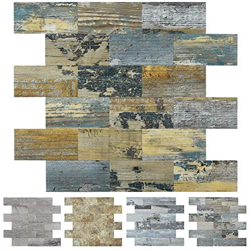 Art3d 5-Sheet (Pack of 5) Wall Panel Rustic Wood, Rustic Baywood