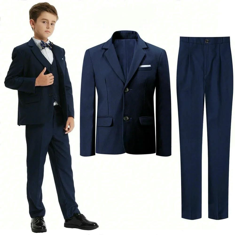 ZBDP Anzug für Kinder Jungen Ostern Outfit Party Blazer Hochzeit Zeremonie Blume Klavier Performance Geburtstag Kleidung Set 3 Stück