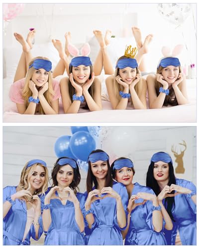 Image of Neer 21 Pcs Women Birthday Party Robe Set Queen Squad Kimono Satin Bathrobes with Eye Mask and Scrunchie for Birthday