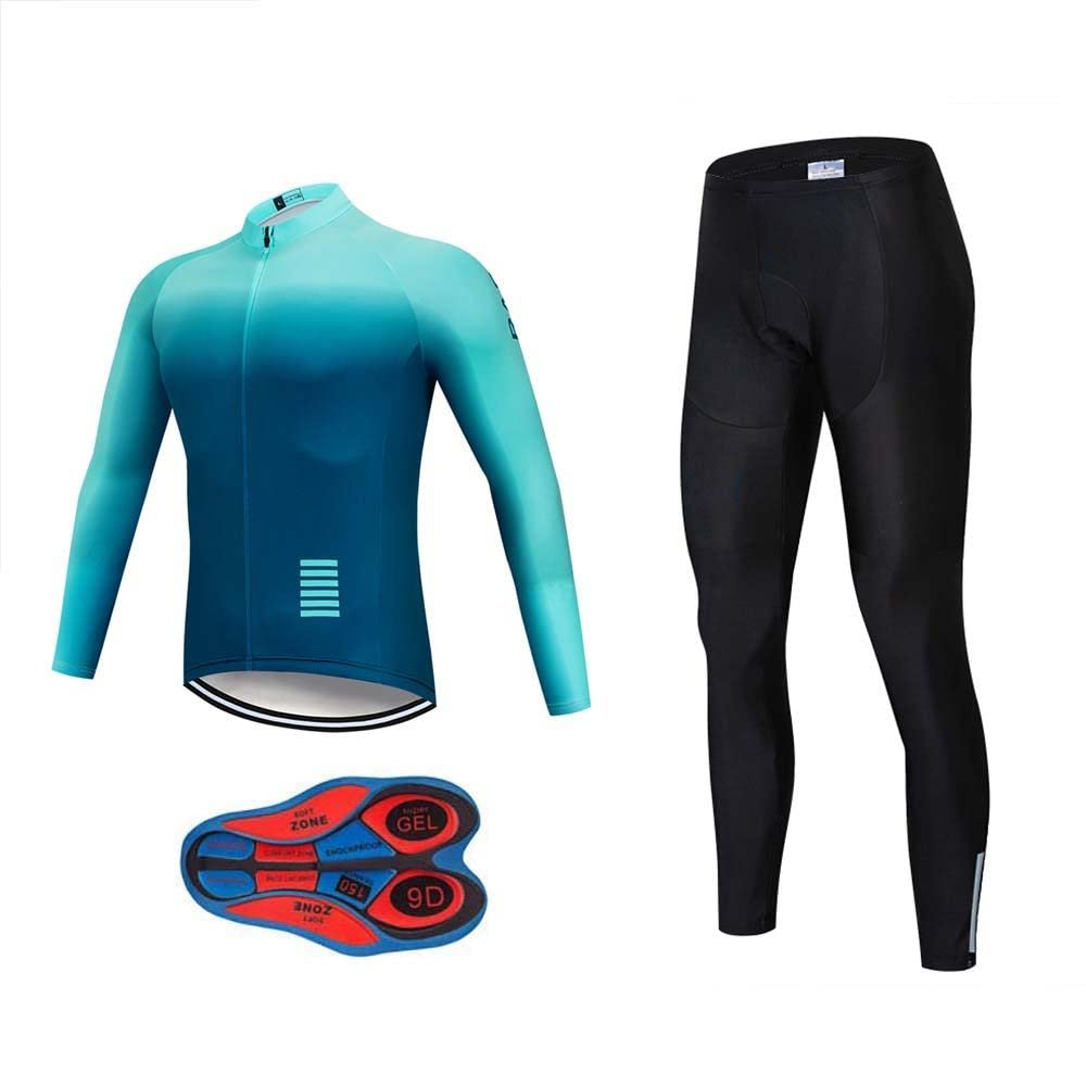 MOXILYN Men's Quick-Dry Cycling Jersey Set Road Bike Bicycle Shirt + Bib Pants with 9D Gel Padded MTB Riding Clothing kit