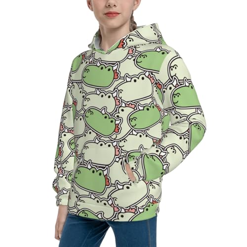 Cute Dragon Head Sticker Kid Hoodies Boys Sweatshirts Girls Pullover with Pocket2