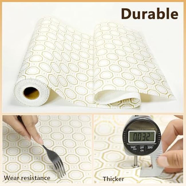 Shelf Liners for Kitchen Cabinets Non-Adhesive 12in¡Á20FT,Non-Slip Kitchen Drawer Liners,Thickened Waterproof Washable Easy to Cut Drawer Mats for Home