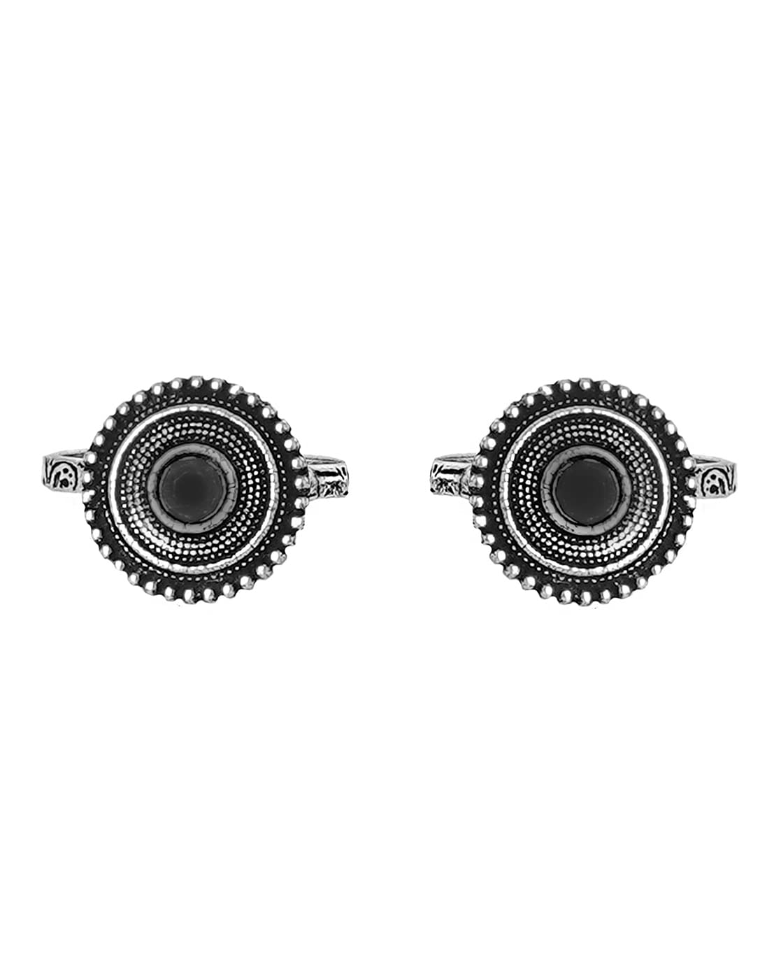 Shaanvi Black Stone Silver Oxidised Toe Rings for Women-image-27
