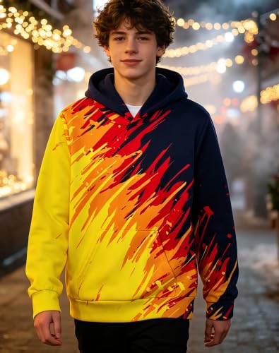 Image of Lovekider Boys Hoodie Kids 3D Print Graphic Pullover Sweatshirt 6-16 Years | Big Front Pocket, Hood, Lightweight, Breathable, Long Sleeves, for School Sports Outdoor Activities Daily, Fall Winter Wear