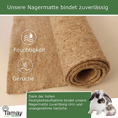 Tamay Nagermatten aus 100% Hanf, 100 x 50cm I Premium Nagerteppich als staubfreie Käfig Bodenbeckung für Kaninchen, Meerschweinchen, Kleintiere – Natürliche Hanfmatte für Nagetiere (2 Stück)