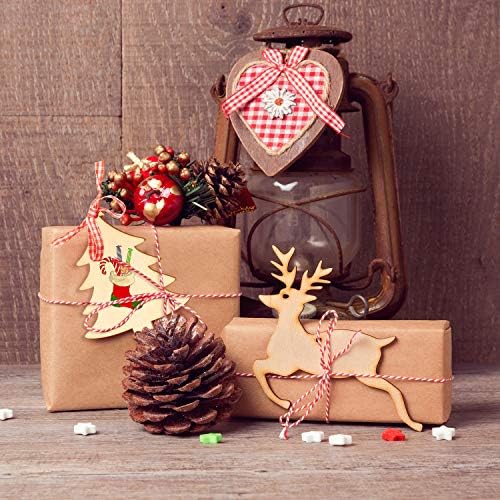 TUPARKA 60pcs Christmas Wooden Ornaments Unfinished Wooden Slices with Twine,Colorful Bells,Flashing Powder,Watercolor Pen for for Kids DIY Crafts Christmas Hanging Decoration
